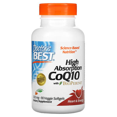 Doctor's Best, High Absorption CoQ10 with BioPerine, 300 mg, 90 Veggie Softgels