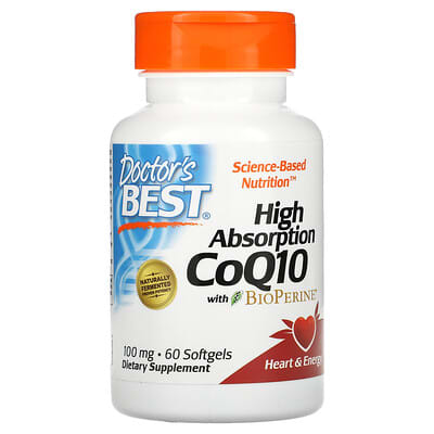 Doctor's Best, High Absorption CoQ10 with BioPerine, 100 mg, 60 Softgels